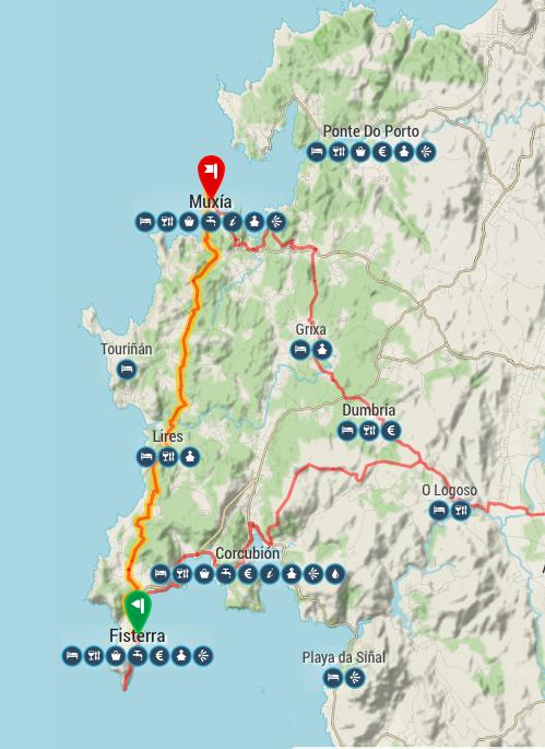 Última etapa del Camino de Santiago a Finisterre