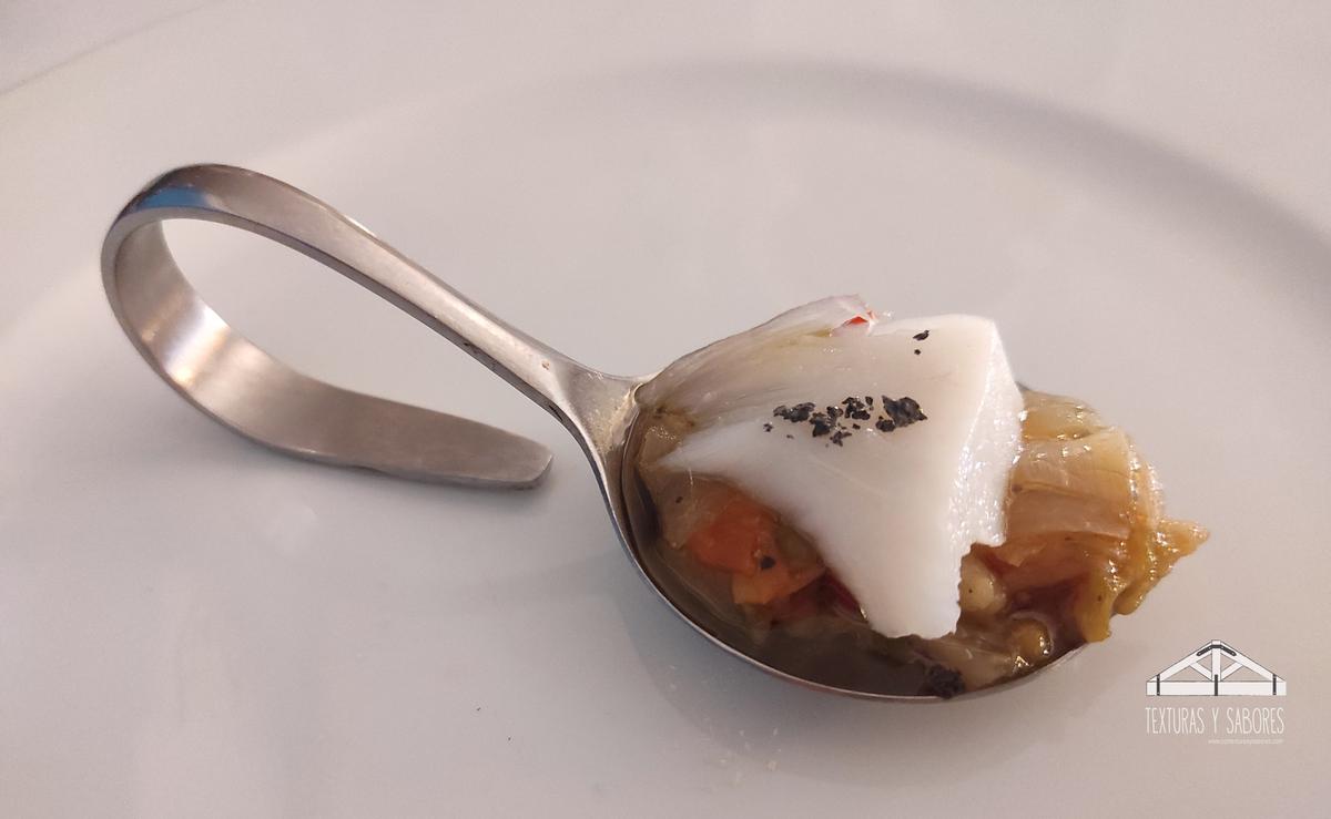 maridaje cucharita asadillo de pimiento con bacalao