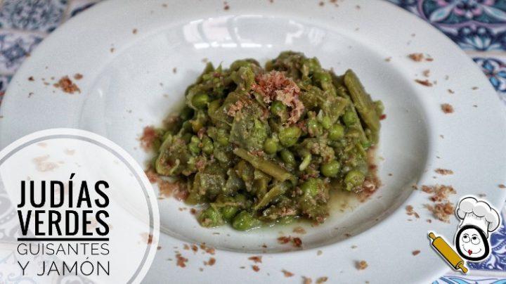 Judías verdes con guisantes y jamón en Thermomix