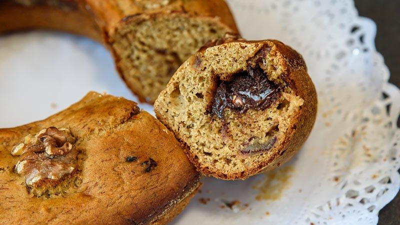 pan de platanos maduros y chocolate
