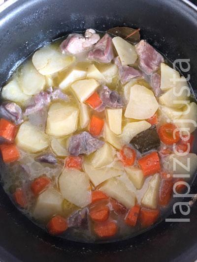 Guisado de pavo en la olla