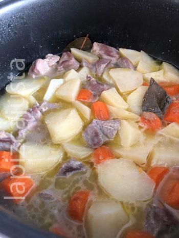 Guisado de pavo en la olla