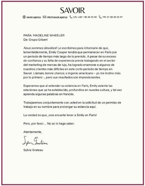 Carta Emily in Paris