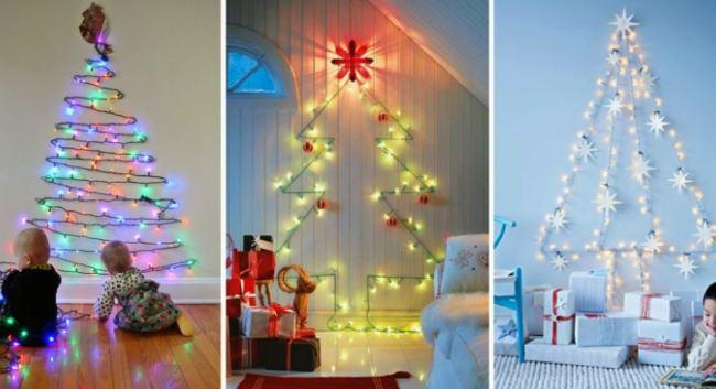 Árbol con luces de navidad. Vía Casa y Diseño.