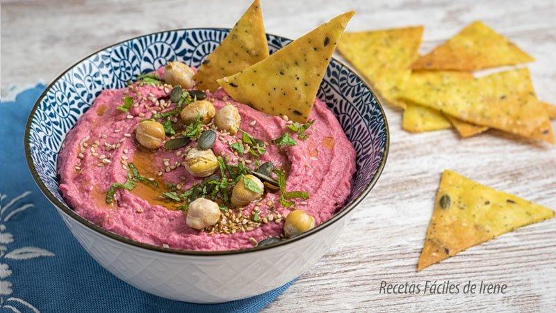 receta de hummus de remolacha para servir como entrante