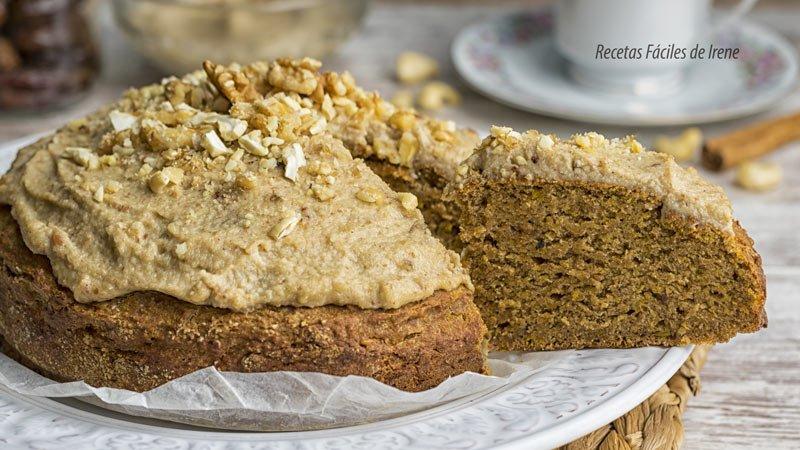receta bizcocho de calabaza y crema de anacardos vegano