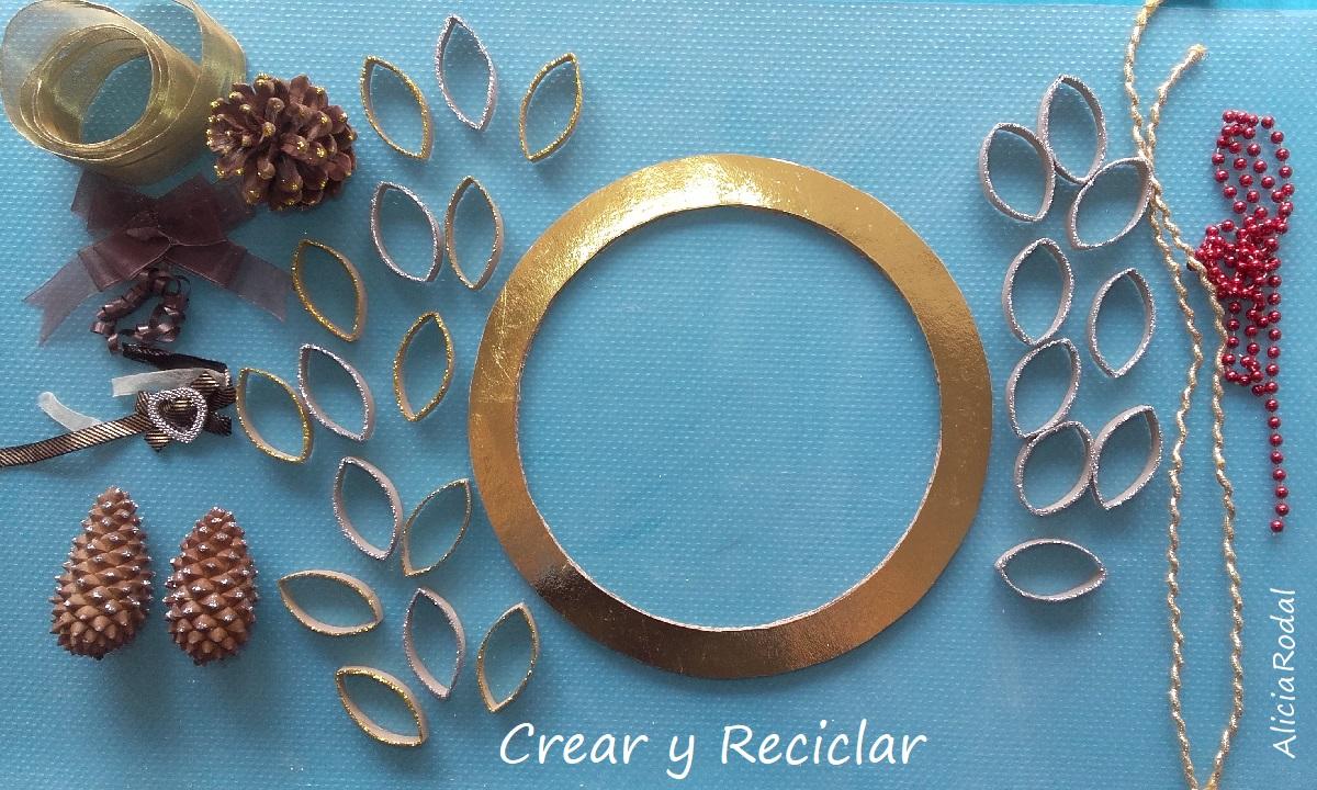 Cómo hacer una corona de Navidad con tubos de cartón del papel higiénico del baño, fácil, rápido y con materiales reciclados DIY