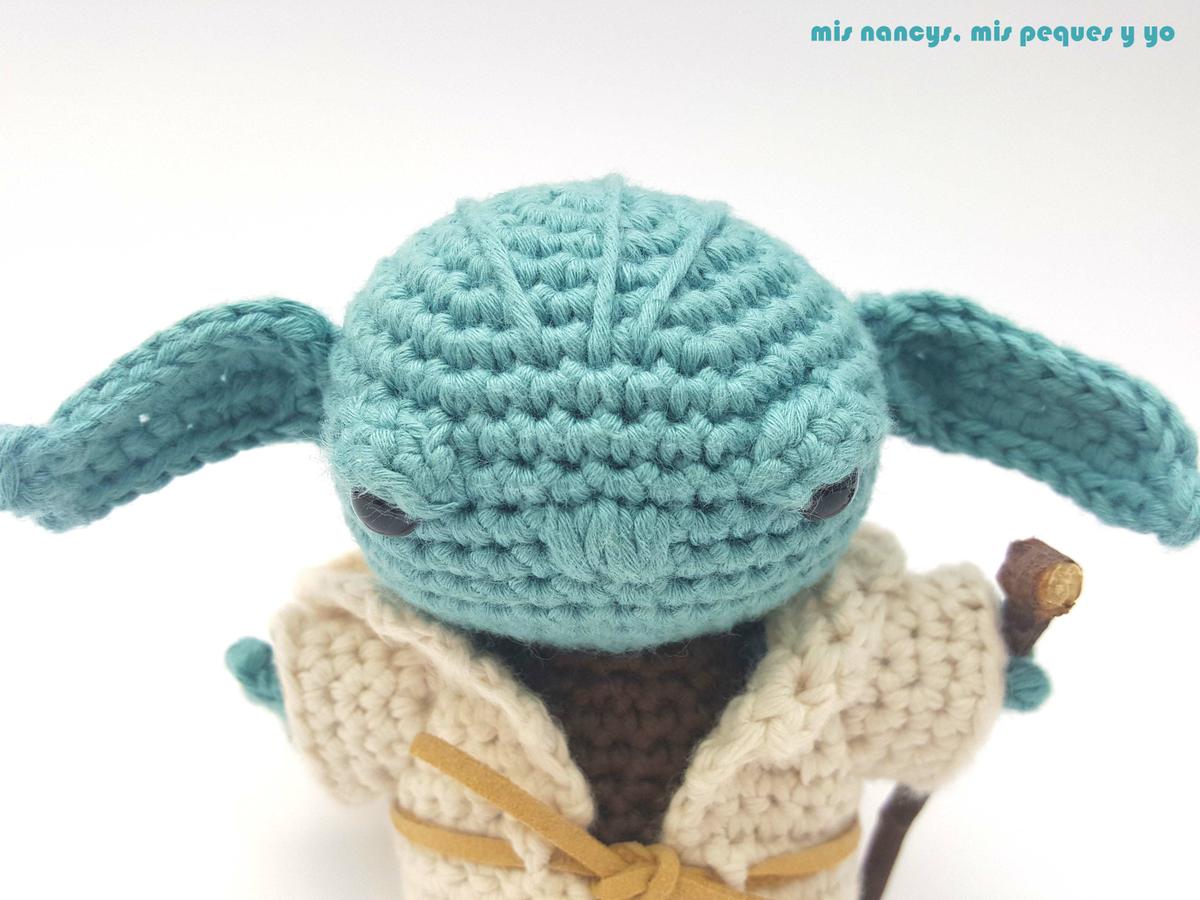 mis nancys, mis peques y yo, Yoda amigurumi Star Wars, detalle cabeza