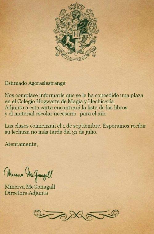 carta hogwarts Harry Potter