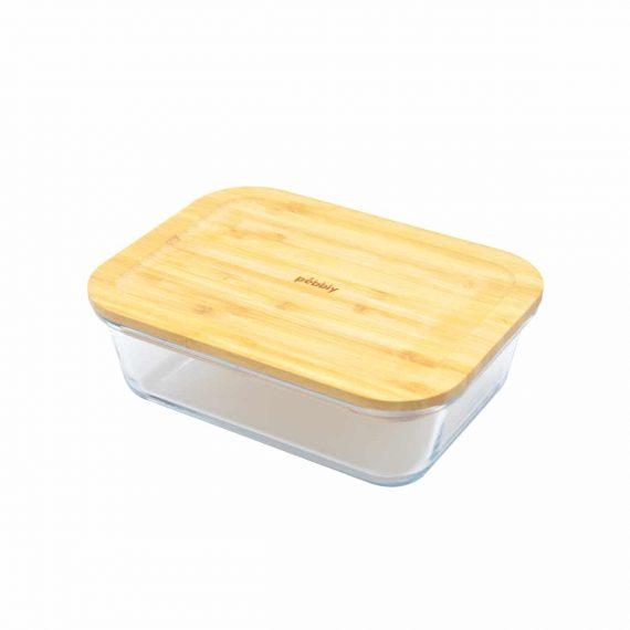 táper de vidrio y bambú