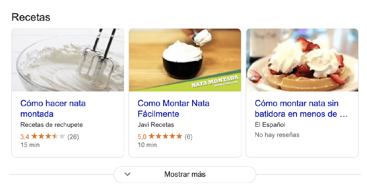 SERPs de recetas