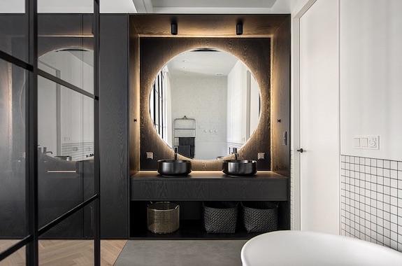 decoralinks | casa una distribucion perfecta #bathroom #allblack #doblelavabo #openconcept