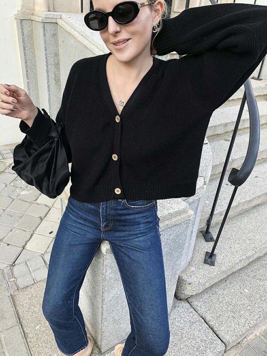 Trini | Khaite jeans Saint and Sofia cardigan