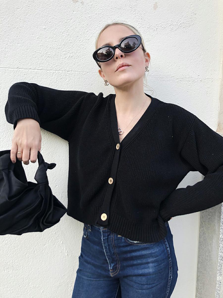 Trini | Khaite jeans Saint and Sofia cardigan