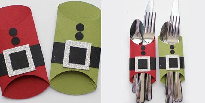 Cubiertos papá noel para la mesa de Navidad. Vía Manualidades Artesanas.