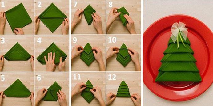 Árbol de navidad con servilletas. Vía Sapos y Princesas.