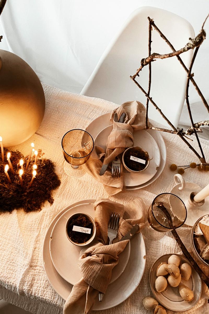 decoración de mesa navideña rustica