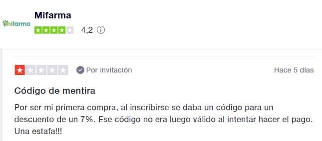 valoraciones códigos descuento mifarma
