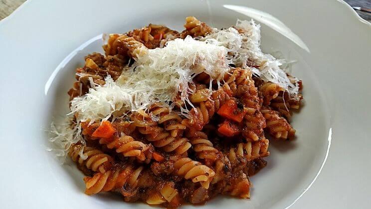 Pasta con boloñesa de verduras 2