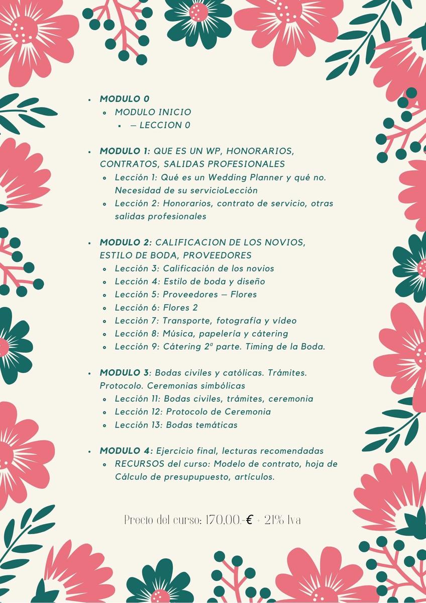 Curso presencial wedding planner