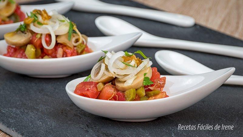 receta de aperitivos de tartar de tomate para navidad