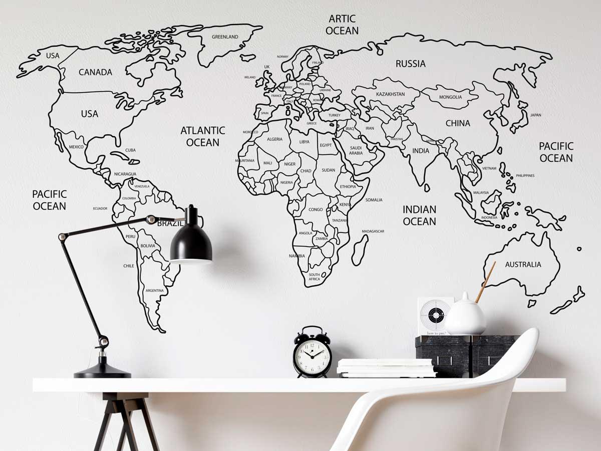 vinilos decorativos juveniles modernos adolescentes cuartos dormitorios habitaciones mapamundis mapamundi nombres