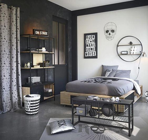 decoracion habitacion juvenil dormitorio adolescente cuarto mobiliario juvenil negro calaveras hombre