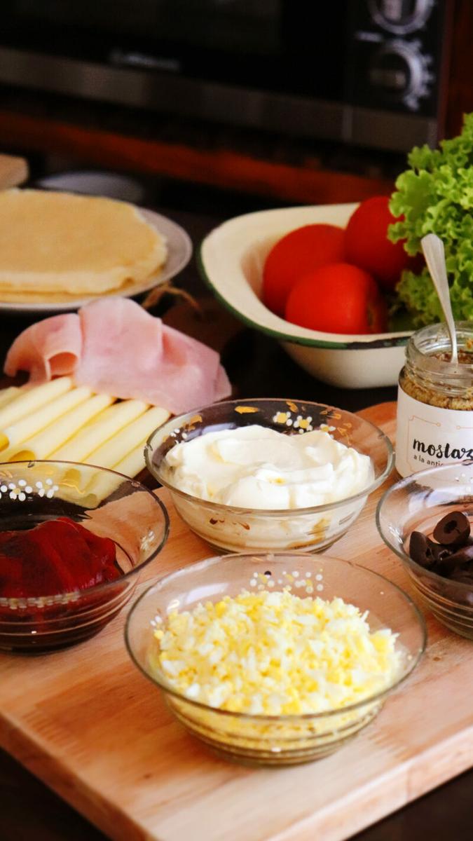 torre de panqueques fiambre aleman salado