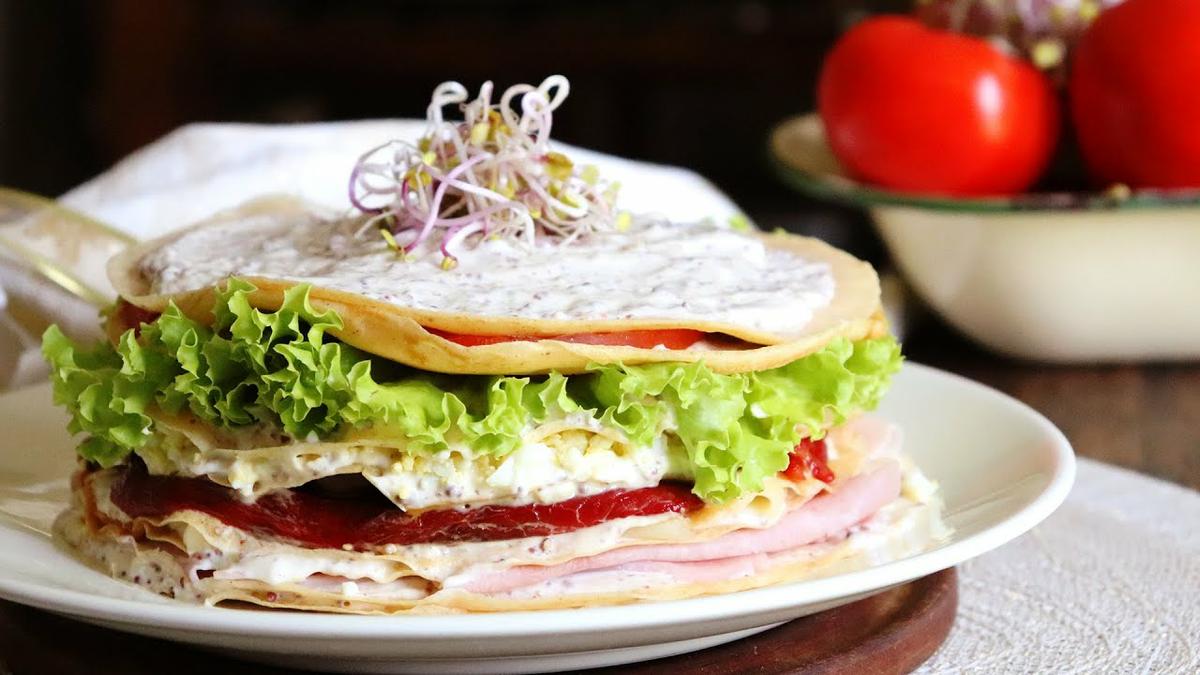 torre de panqueques fiambre aleman salado