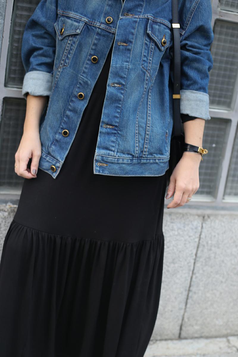 Trini | Khaite denim jacket Saint and Sofia dress