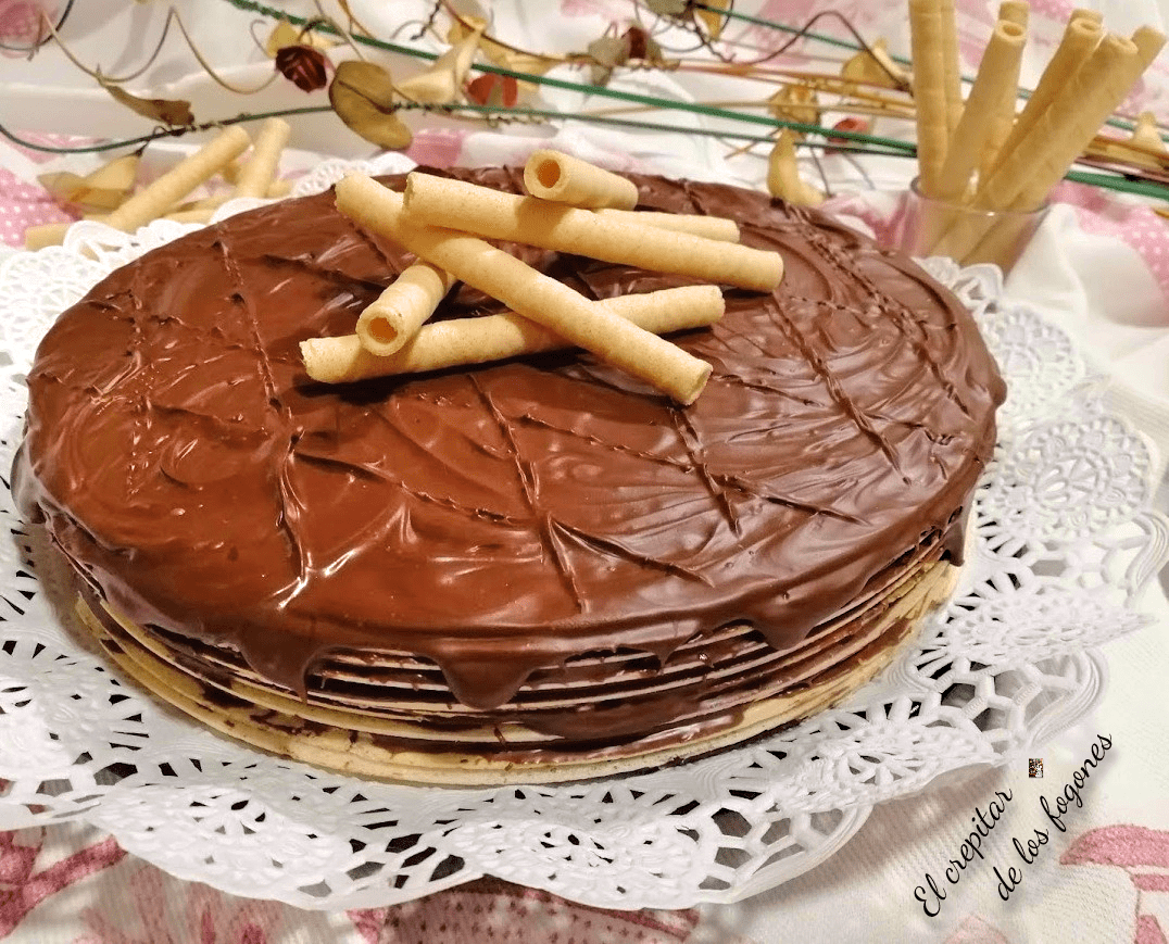 tarta de chocolate con obleas
