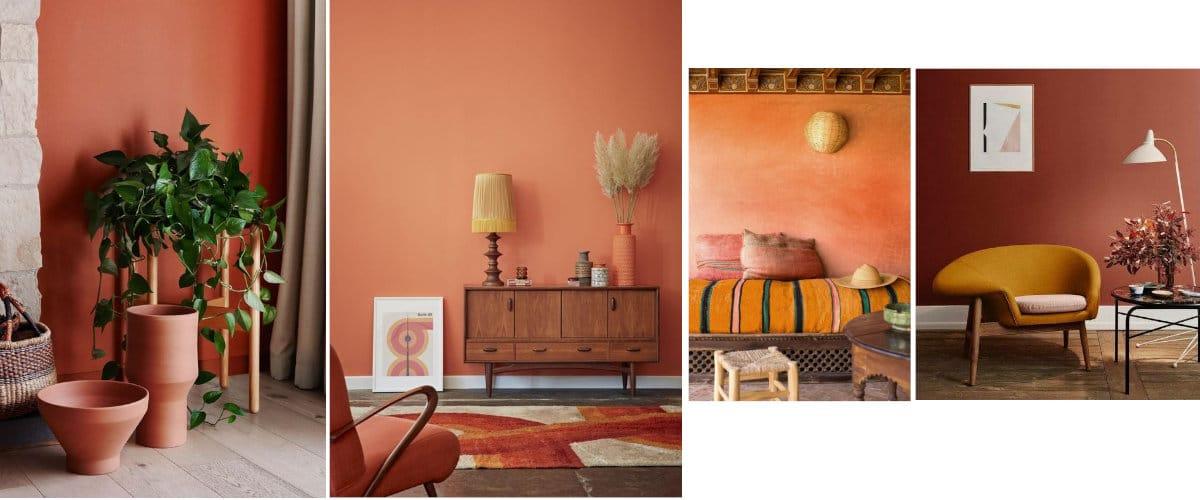 Salón exótico en tonos terracota