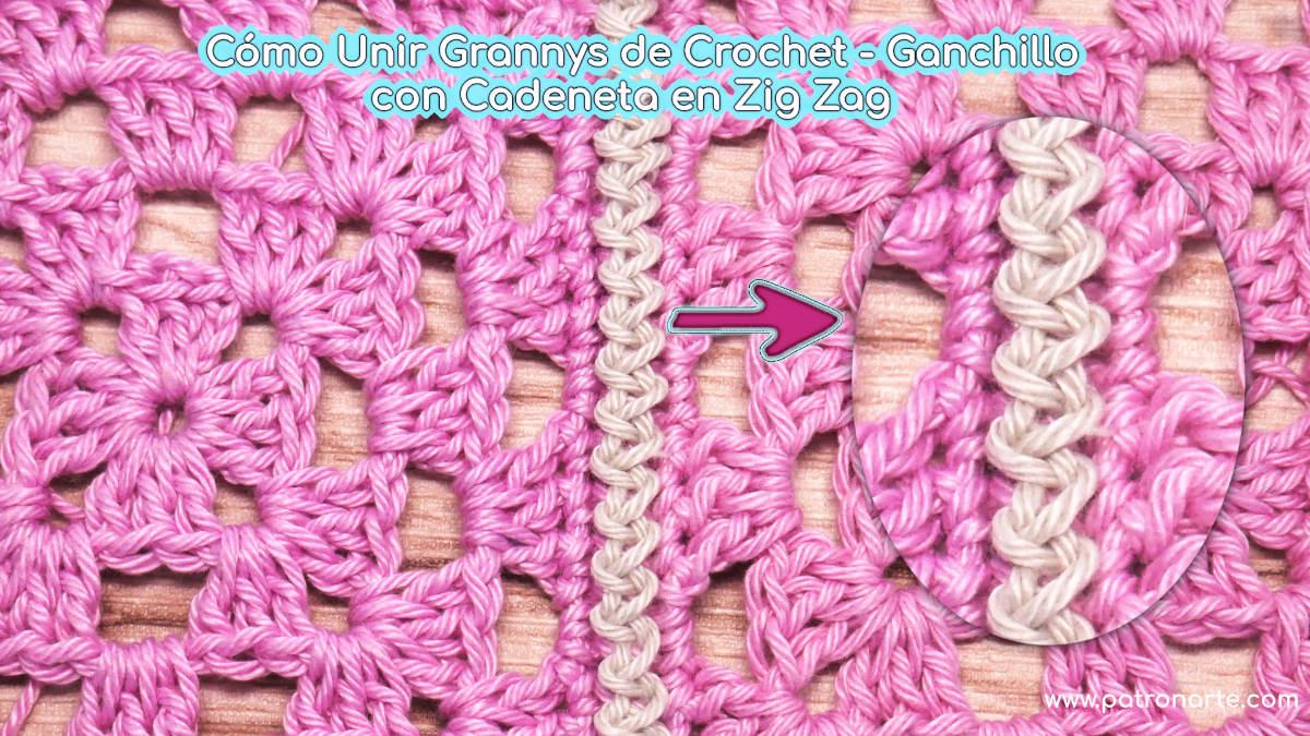 Cómo Unir Cuadrados o Granny Square de Crochet con Cadena Zig Zag Fácil paso a paso