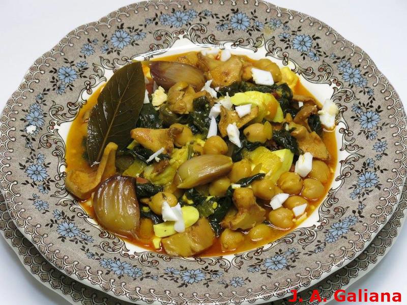 Potaje de garbanzos con Hydnum repandum. Crédito José Antonio Galiana.