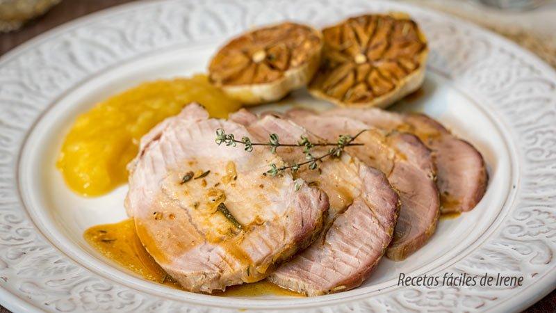 receta de lomo de cerdo al horno con pure de manzana