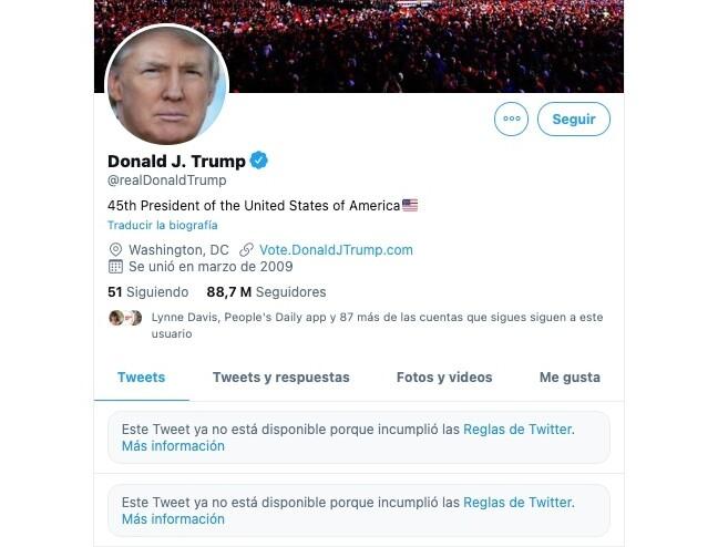 Donald Trump suspendido en Twitter