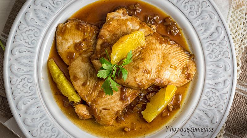 receta rapida y facil Filetes de marrajo con salsa de vino