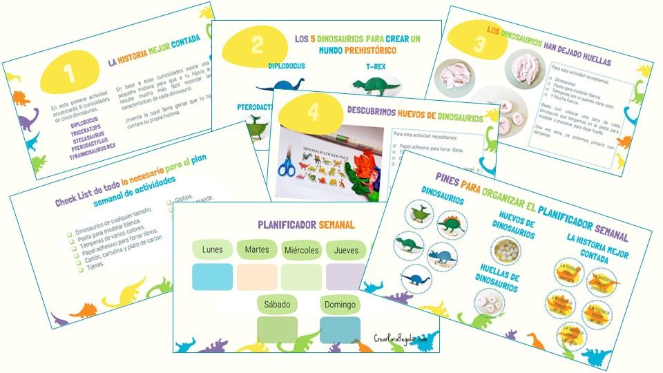 contenido planificador semanal dinosaurios