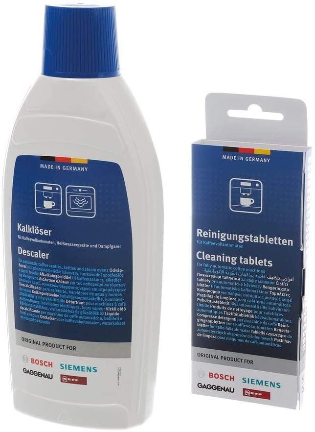 Producto de limpieza. Set de limpieza para el cuidado de cafeteras y hervidores.