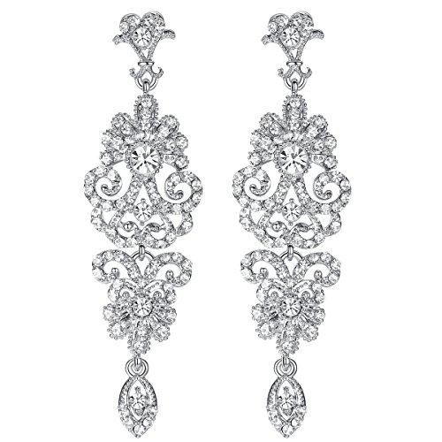 Mecresh Mujeres Rhinestone Chandelier Wedding Nupcial Cuelga los pendientes Regalo del partido para el vestido de boda A