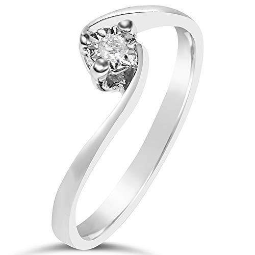 MILLE AMORI ∞ Anillo Mujer Compromiso Oro y Diamantes - Oro Blanco 9 Kt 375 ∞ Diamantes 0.02 Kt