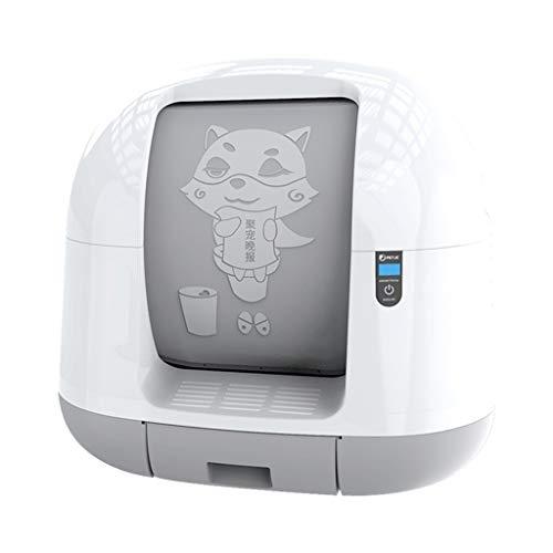 ZCY Inteligente AutomáTico Arenero Gatos Autolimpiable Grande Antisalpicaduras Gato BañO con Bolsa De Basura, FáCil De Limpiar, Blanco