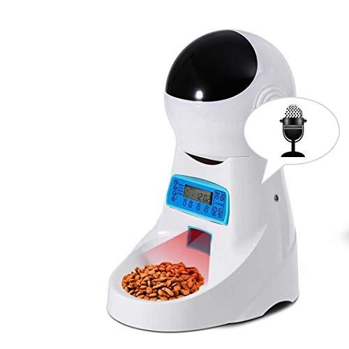 Sailnovo Dispensador Automático 4L de 4 Comidas Diarias para Mascotas Perros y Gatos, Comedero Automático con Grabación de Voz, Temporizador, Detección de Infrarrojos, Consumo de Energía Bajo