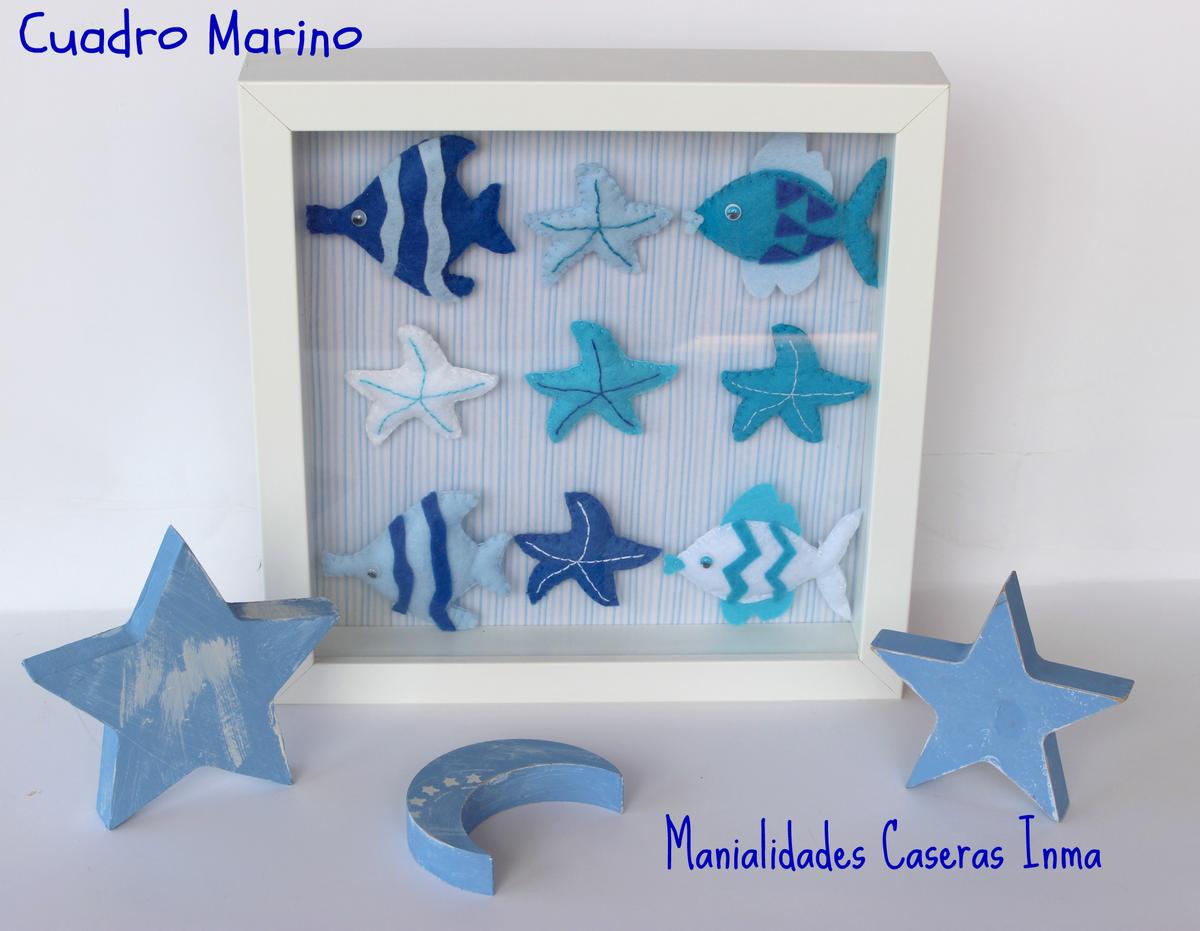 Manualidades Caseras Inma_ Cuadro de animales marinos para cuarto de niño 