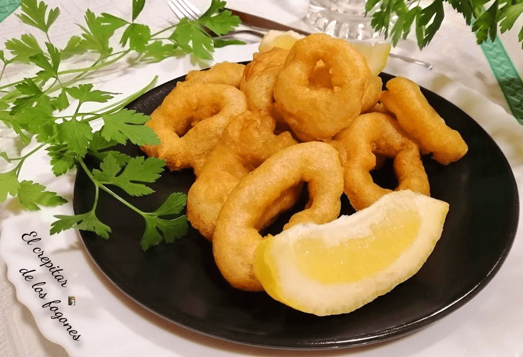 anillas de calamar en tempura