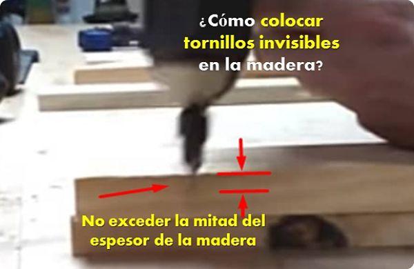 como colocar tornillos invisibles en la madera, primer paso regular la profundidad donde irá el tornillo
