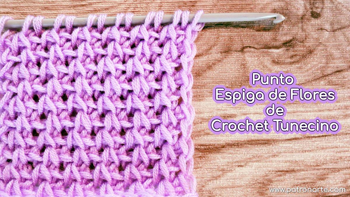 Como Tejer el Punto Tunecino Espiga de Flores de Crochet Tunecino
