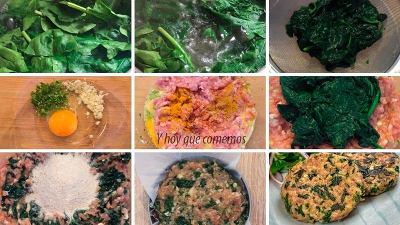 hamburguesas de espinacas y pollo paso a paso receta casera