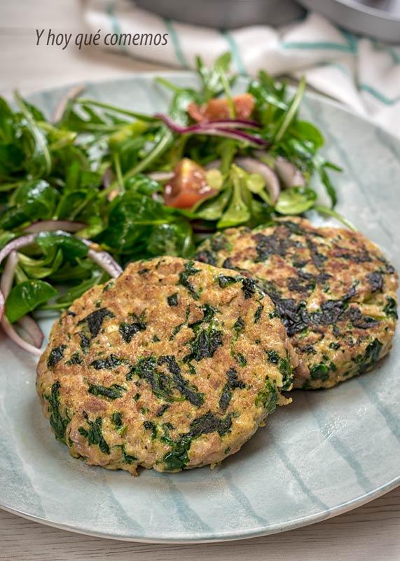 como hacer hamburguesas caseras de espinaca y pollo