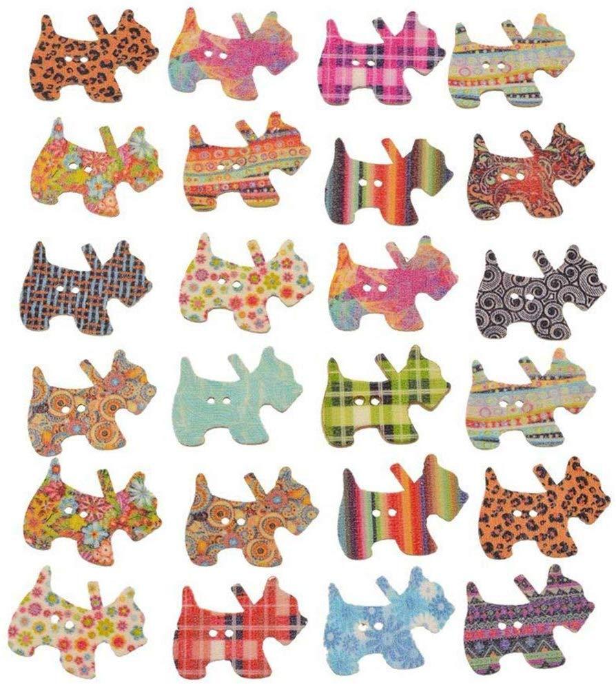 Botones de madera con forma de perro